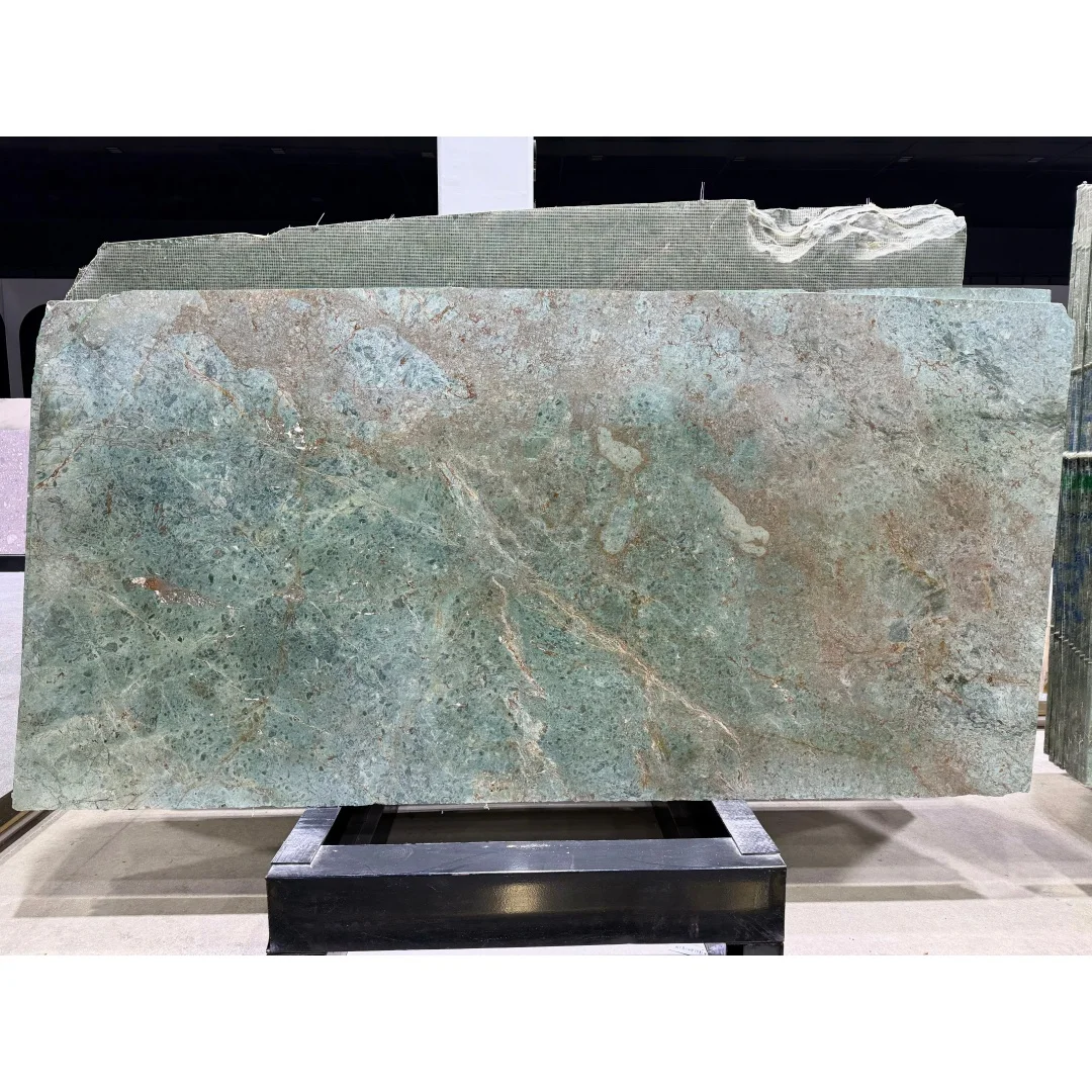 YDSTONE Backlit Translucent TANZANITE GREEN Turquoise Granite Natural Stone Green Granite for Countertop Background Wall Panel