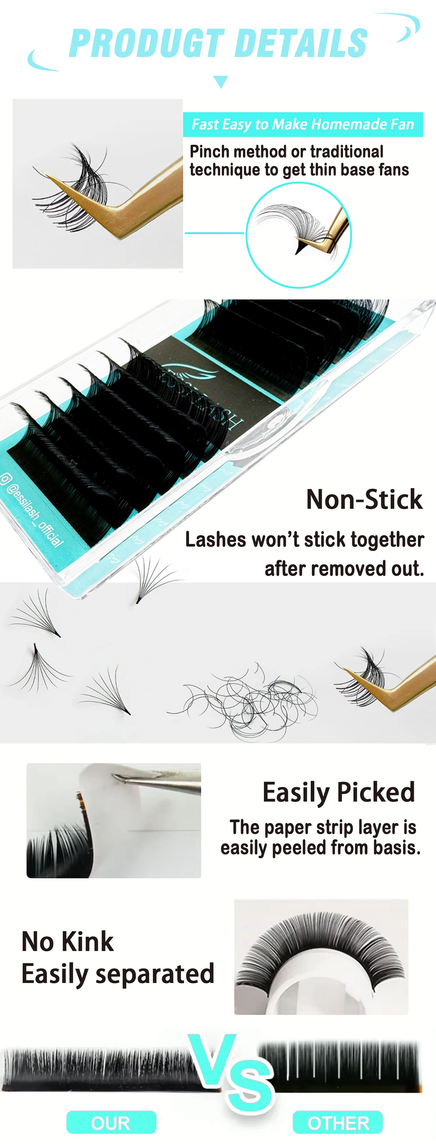 Matte Cashmere Black Korean Pbt Lash Tray Silk MEGA RUSSIAN Eyelash ...