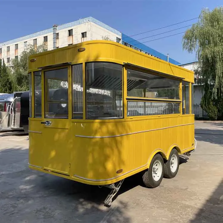 Ice Cream Food Cart Double Decker Square Food Trailer Concession Food Catering Trailer Design Cheap Truck Elf Bar New USA Cafe