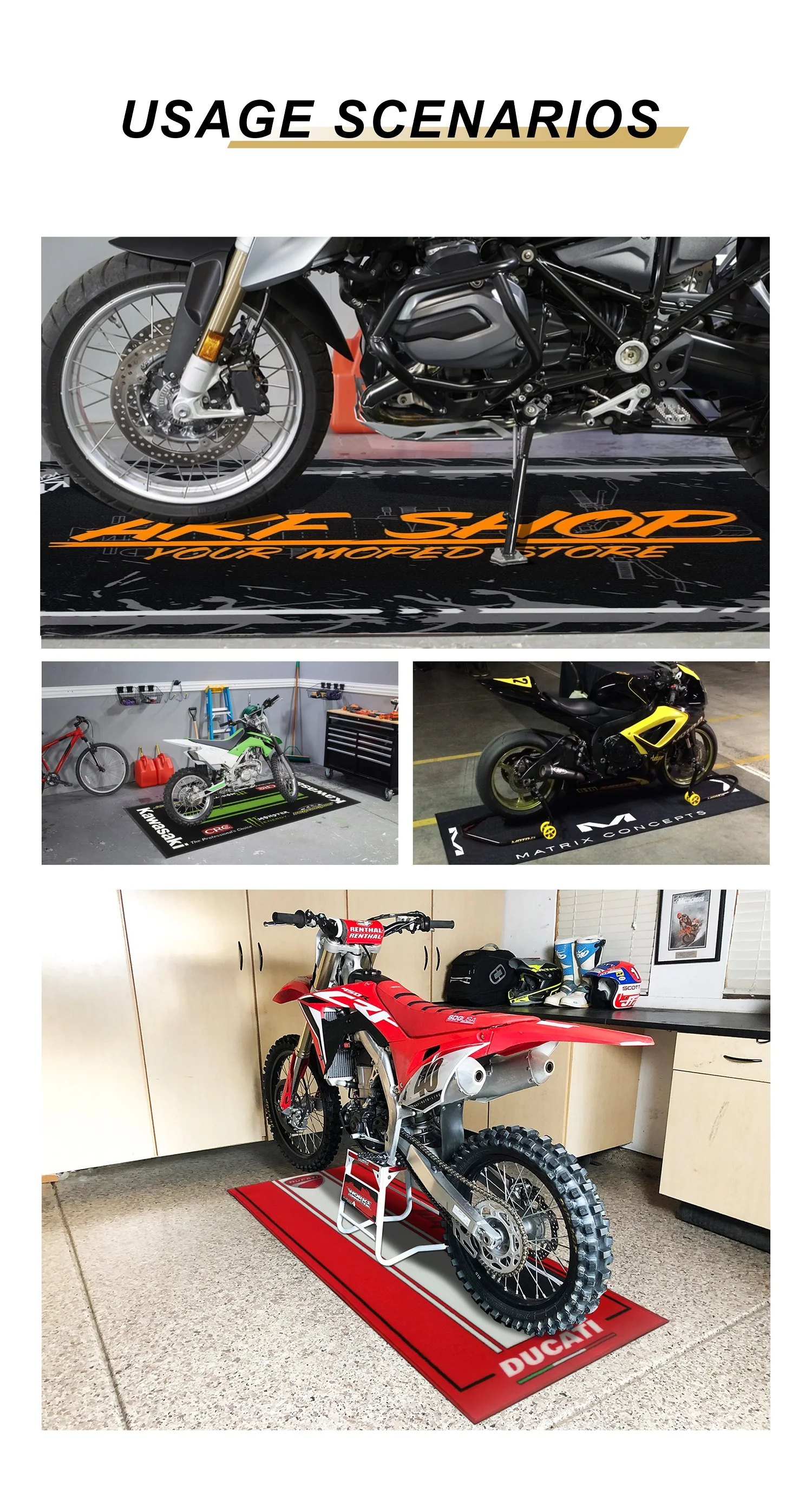Printed Branded Logo Motorcycle Pit Rubber Carpet Customized
