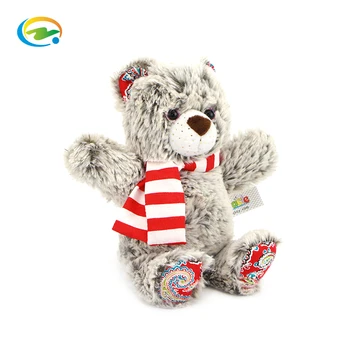 Teddy bear with scarf Christmas red and white stripes weighted excellent quality custom stuffed animal toy soft toys