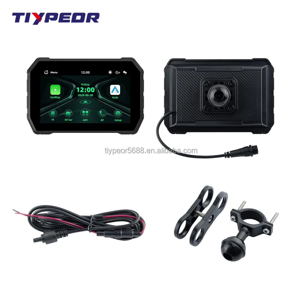 product tiypeor 5 inch motorcycle monitor wireless carplay android auto screen motorcycle navigation motorcycle wireless gps-3