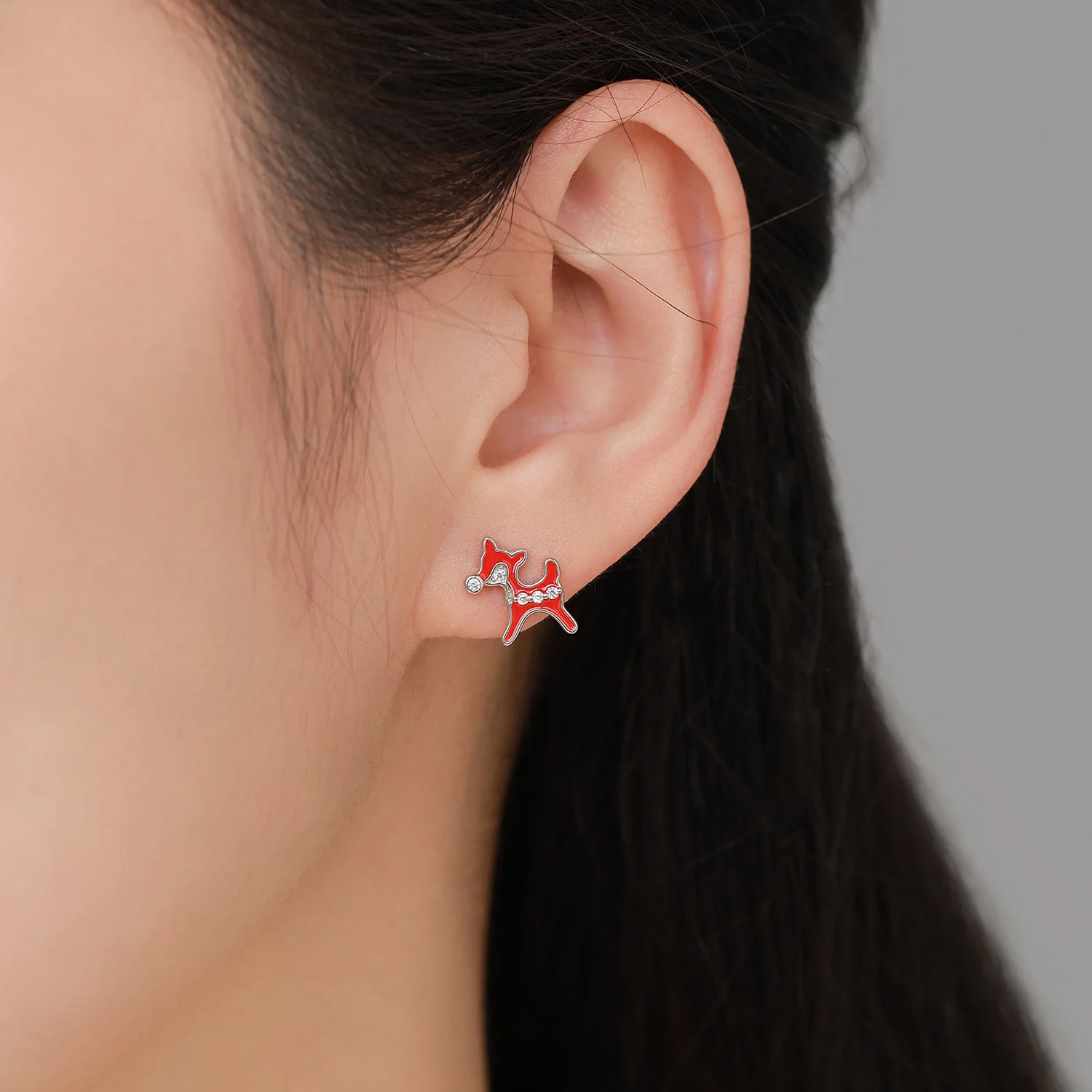 Fine Jewelry Christmas Santa Claus Zircon 925 Sterling Silver Stud Earrings for Christmas Eve Gifts European American Style