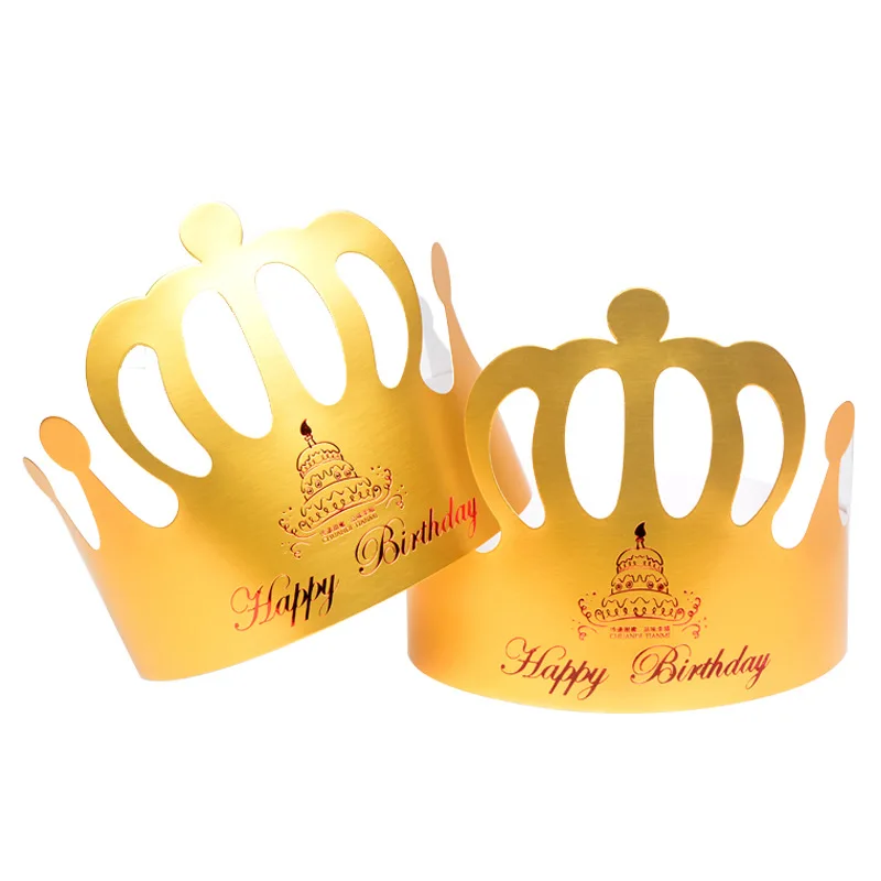 Gold Paper Crown Happy Birthday Cap Children Kids Girls Adult Baby Cake ...