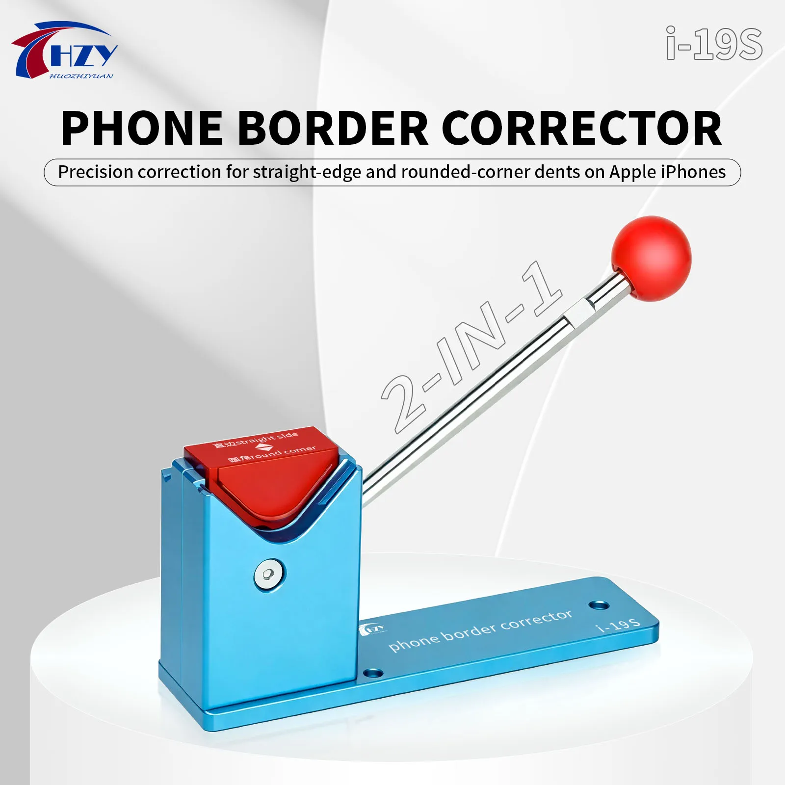 HZY I-19S 2-in-1 Border Corrector Round Corner Straight Edge Dent Repair Tool for iPhone 12-17 Pro Max Mid Frame Repair