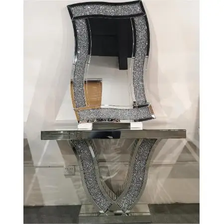 Fair Price Elegant French Style Cheap Crushed Diamond  Mirrored Console Table
