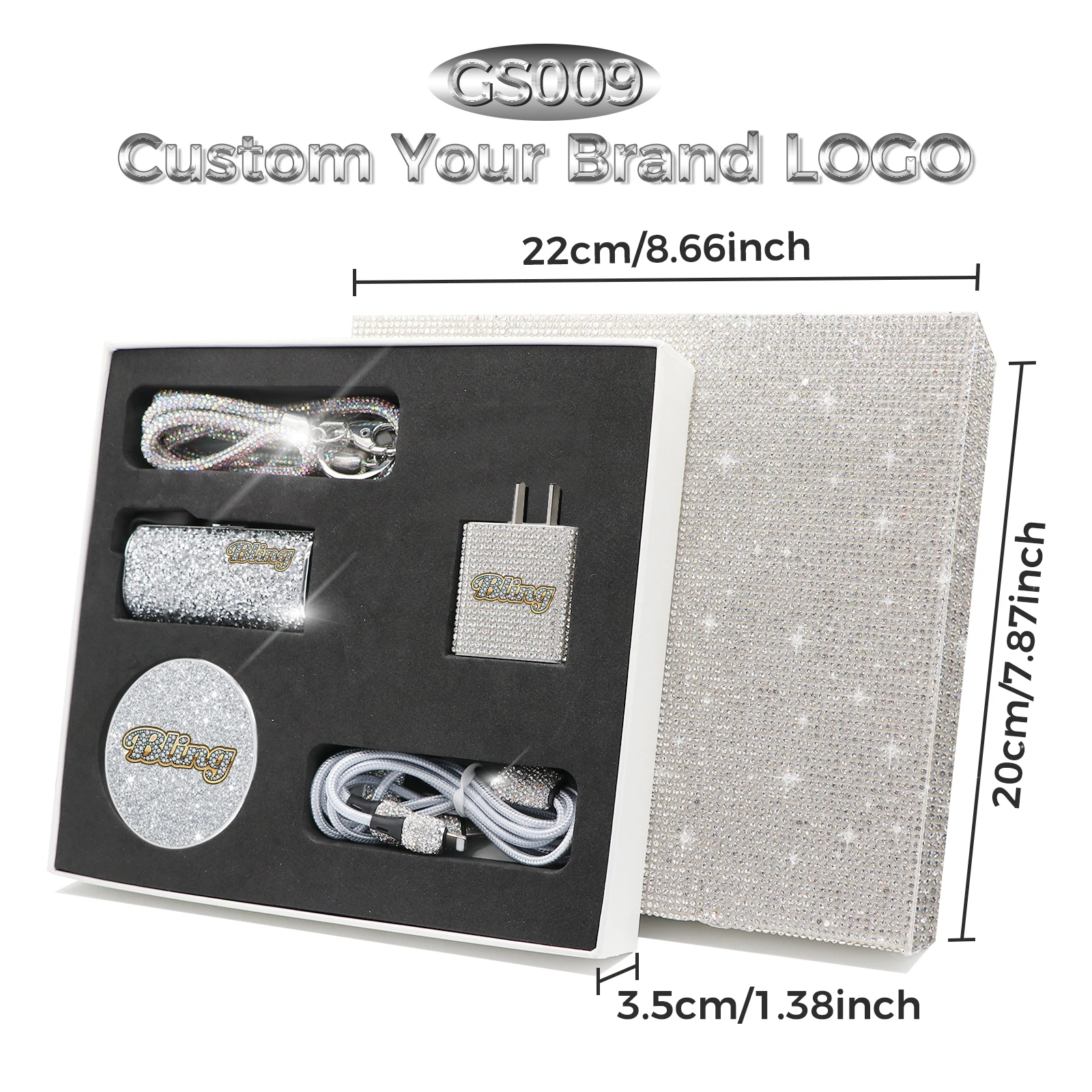 2023 New Arrival Shining Phone Accessories Gift Set With Logo 3 In 1