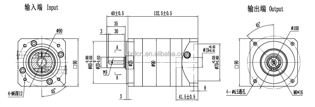 DXTL High Torque Precision 90 Series Planetary Gearbox Reducer Gearboxes Use for Servo Motor Automatic Industry Equipment details