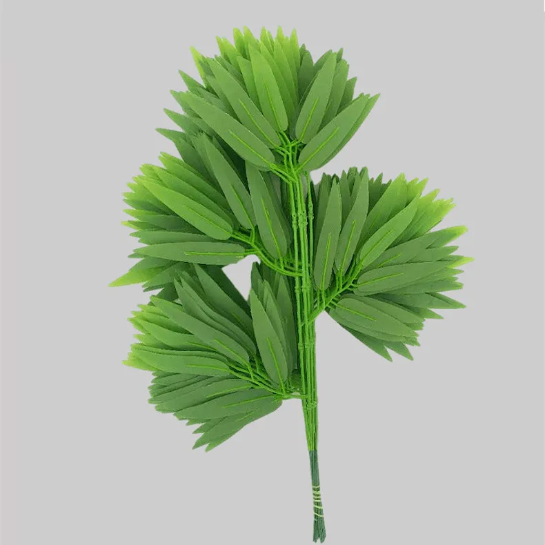New Arrival Artificial Bamboo Leaves Branch Silk With Latex Coated Leaves Green Home Wedding