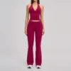 Flare pants&tank top-berry red