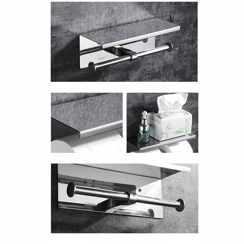 パーペー様 304ステンレス鋼のトイレットペーパーホルダー、携帯電話棚、浴室