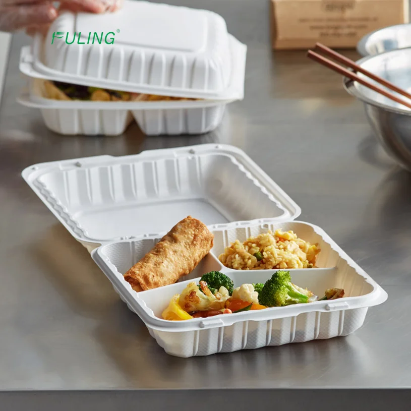 50 Stück Bio Clamshell To-Go Boxen 15,2x15,2 Cm – Mikrowellen- & Gefriersicher, Aus Zuckerrohr