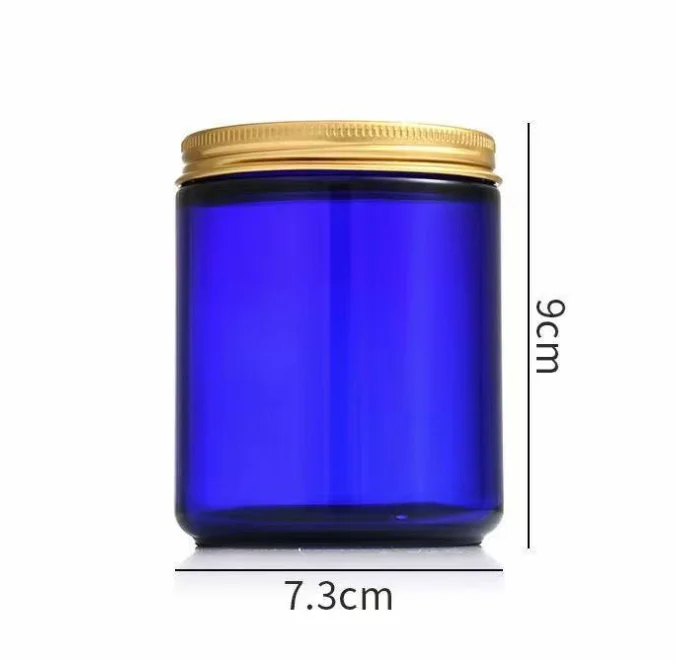 8 OZ Thick Amber Round Glass Jars with Black Metal Lids Empty Candle ...