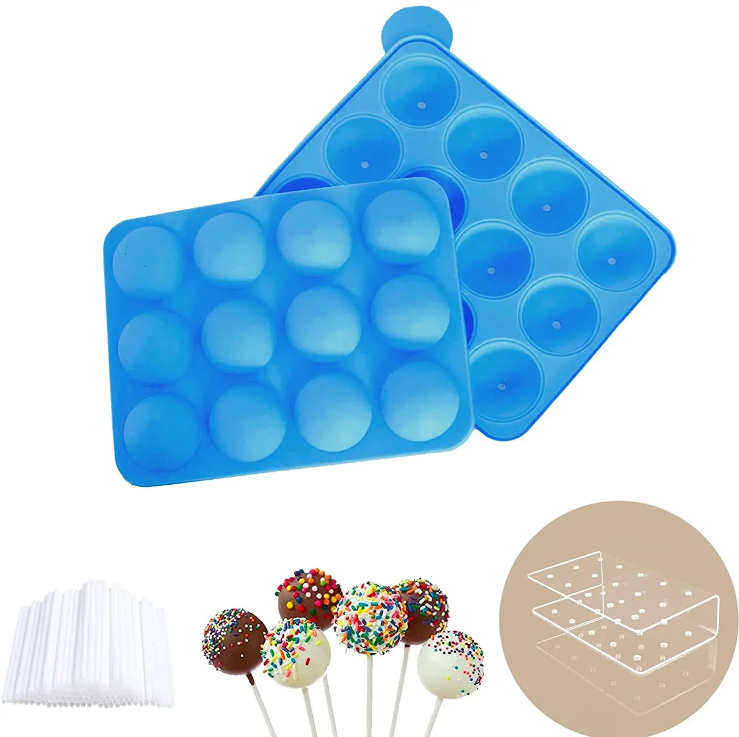 Food Grade Silicone Cake Pop Mold Set With 12 Cavity Lollipop Maker Kit