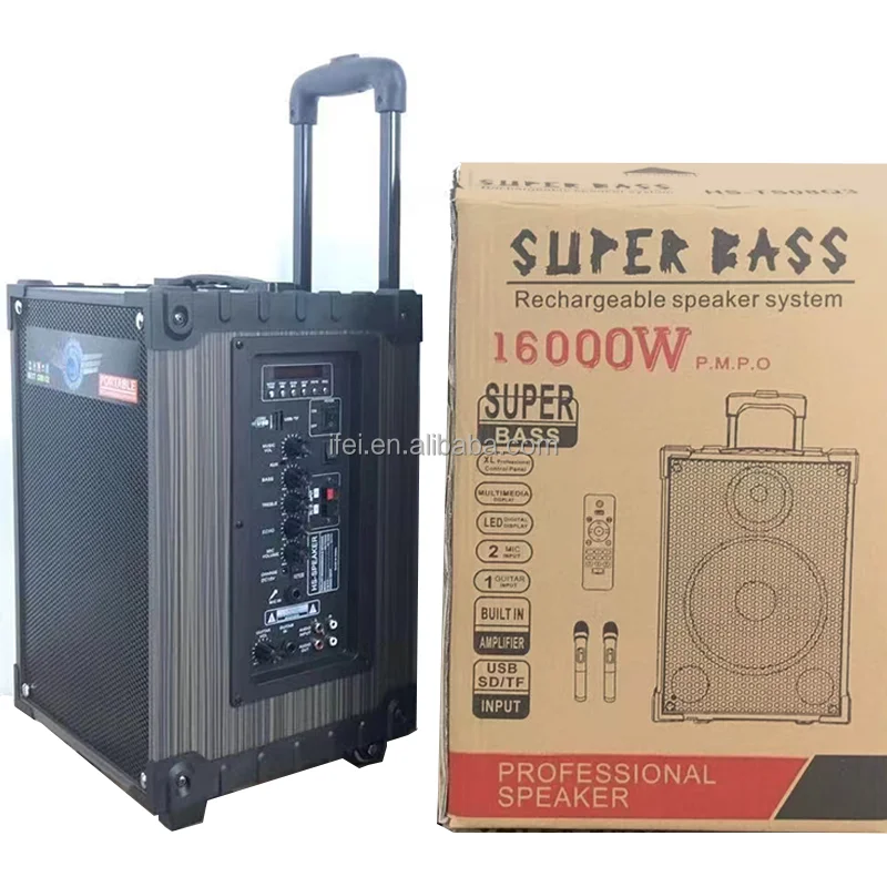 8 Inch Multi Function Big Wireless Speaker Outdoor Portable Wireless Trolley Speaker with Wireless Microphone and Remote