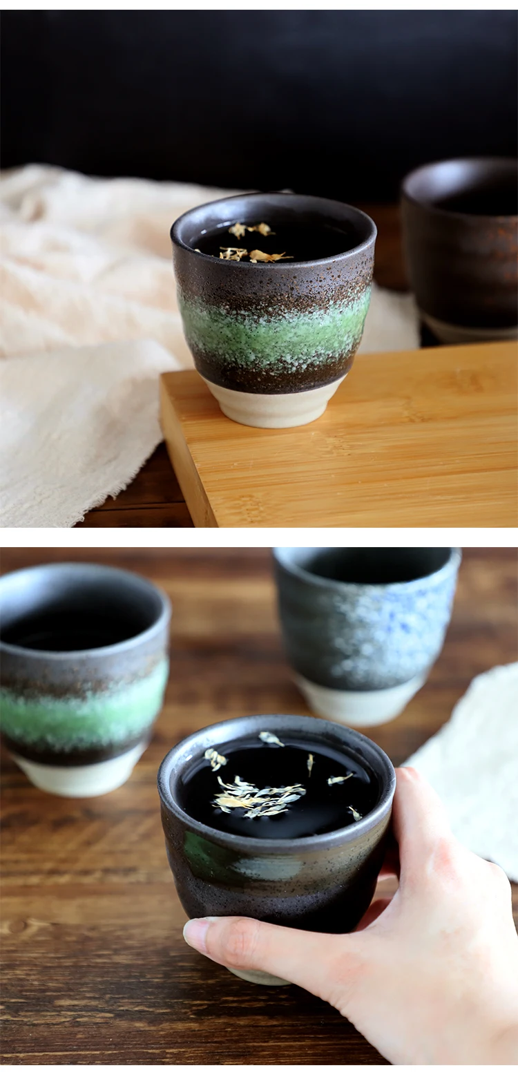 Handmade Japanese Retro Ceramic Tea Cup Coarse Pottery Clay Coffee Cups