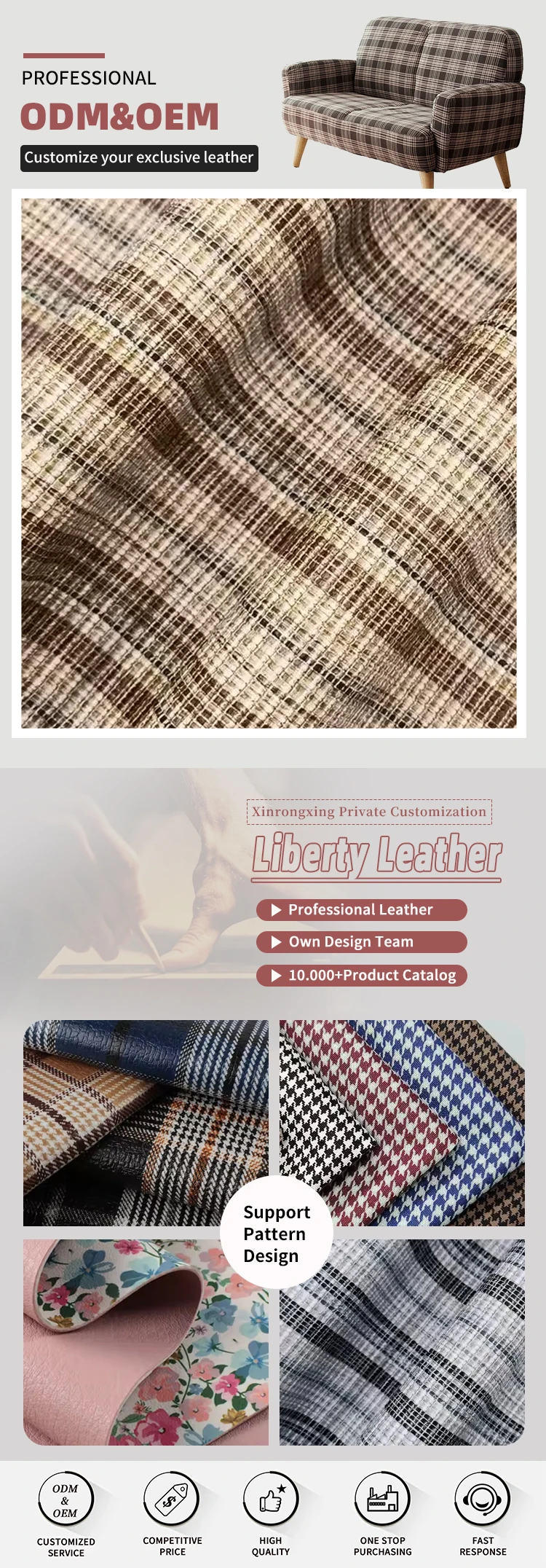 0.8mm Thickness 54/55" Width Abrasion-Resistant PVC Leather for Handbags Shoes and Furniture