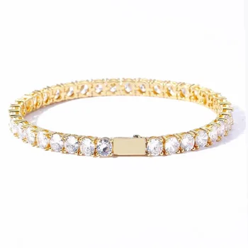 S925 Sterling silver men's diamond bracelet Zircon tennis bracelet Men's and women's hip hop accessories