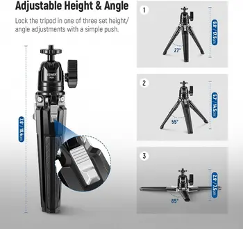 NEEWER Mini Metal Table Tripod with 360 Ball Head Supports Vertical Recording and Handle Portable Travel Tripod detail image