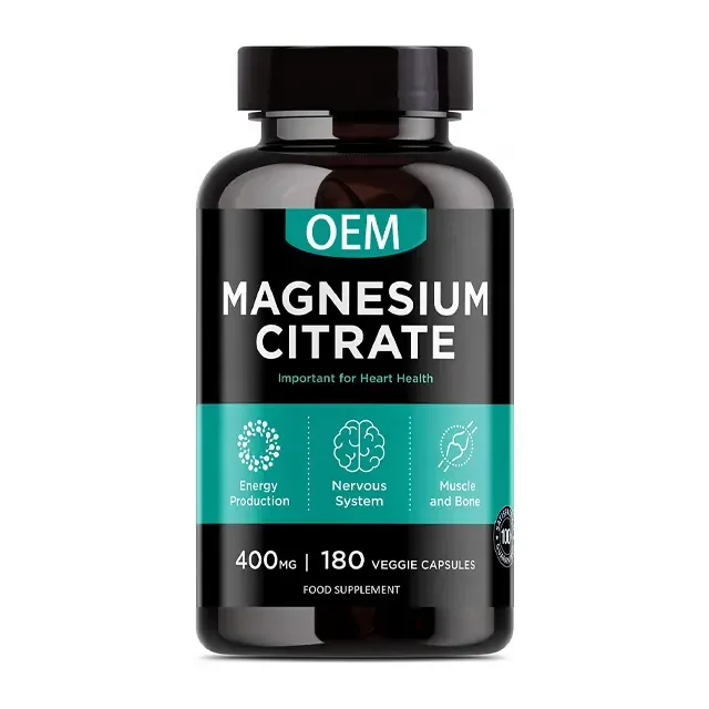 New arrival OEM Hot Magnesium Citrate Powder Capsules 400 mg and Pure Non-GMO Supplements Capsules