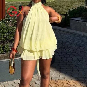 GX1356 Ladies Street Wear Summer Sexy Sleeveless Halter Backless Dress Tight Sexy Elegant Causal Mini Dresses