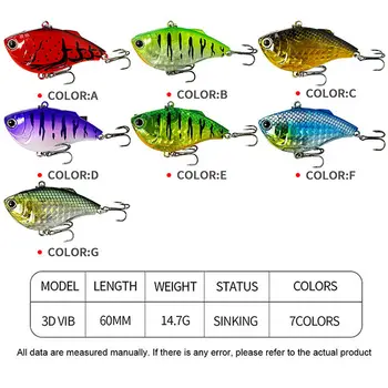 Cheery 60mm 14.7g Sinking Vib Fishing Lure Rattle Vibration Artificial Hard Bait Noisy Wobblers Pike Bass Saltwater Fish Salmon – Hard Lure – view 3