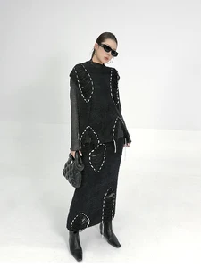 Bettergirl 2026 spring new Small niche design tassel vest half skirt woolen suit