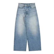 Washed Baggy Casual Men Wide Leg High Quality Denim Jeans Pants