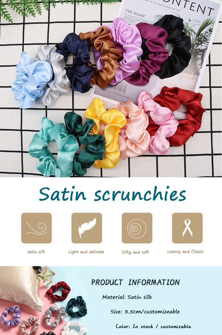 Factory Free Samples Cheap Satin Scrunchies Hair Accessories Ponytail ...