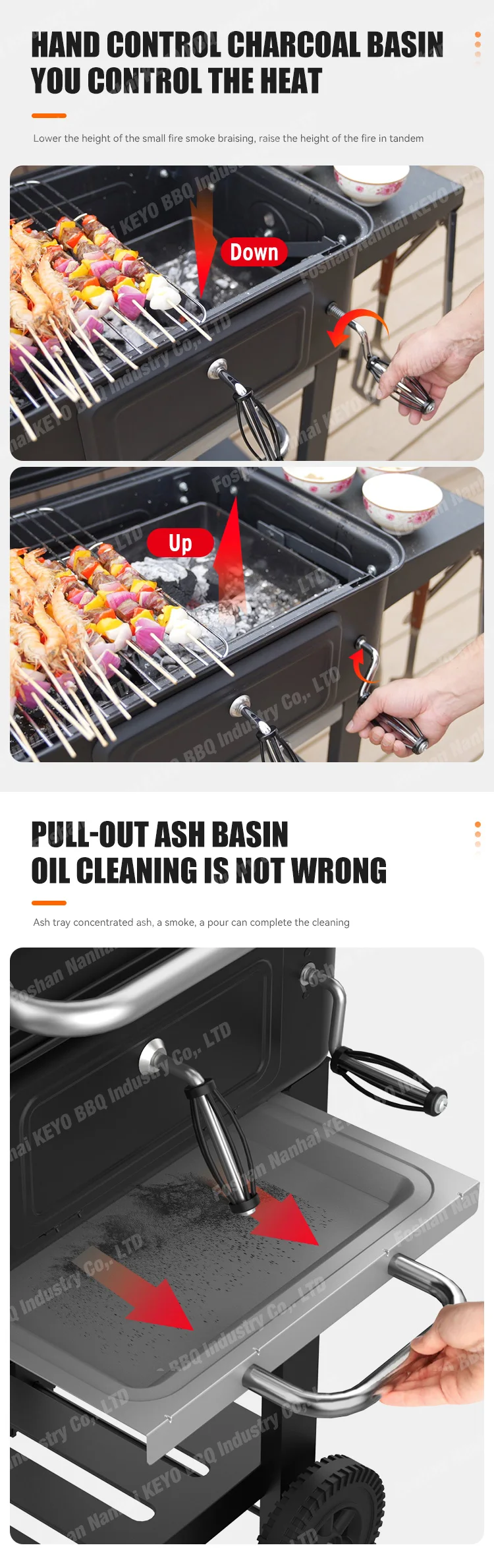 Heavy Duty Backyard Adjustable Height Bbq Barbeque Charcoal Smoker