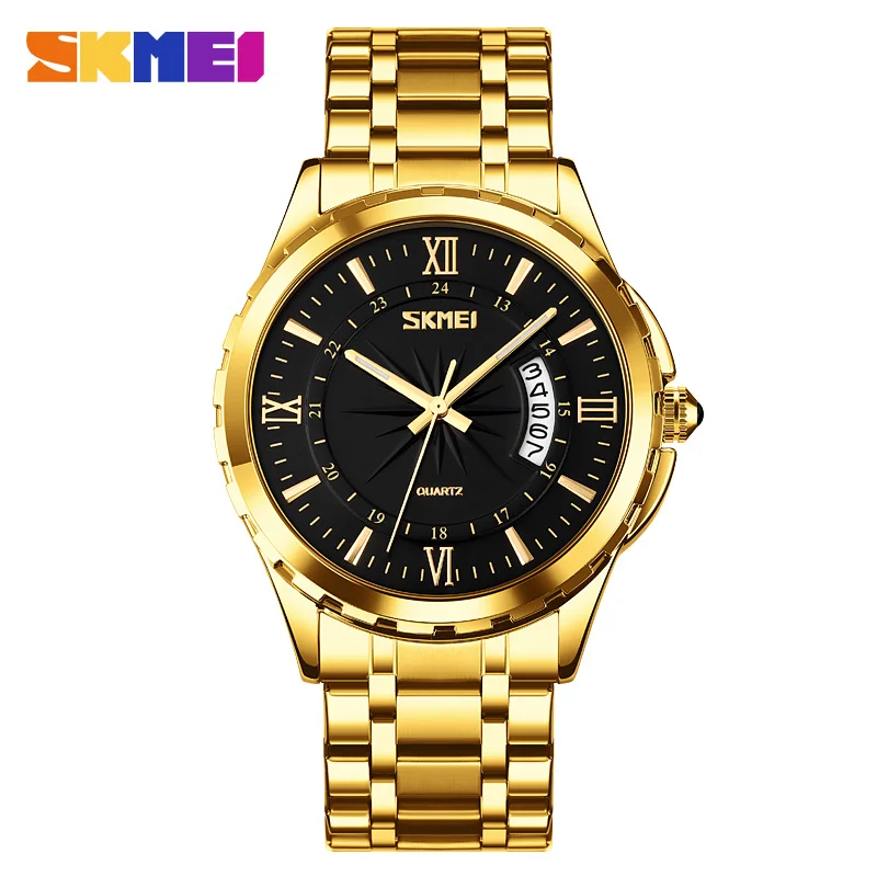 Luxury Gold Stainless Steel SKMEI 9069 Quartz Watch for Men