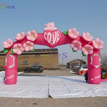 Luxury inflatable flower arch bear arches inflatable wedding arch entrance for event decoration