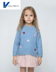 China V-Times 2026 Spring Autumn Girls' Sweater Stylish New Baby Knitwear Top Trend in Children's Clothing for Fall