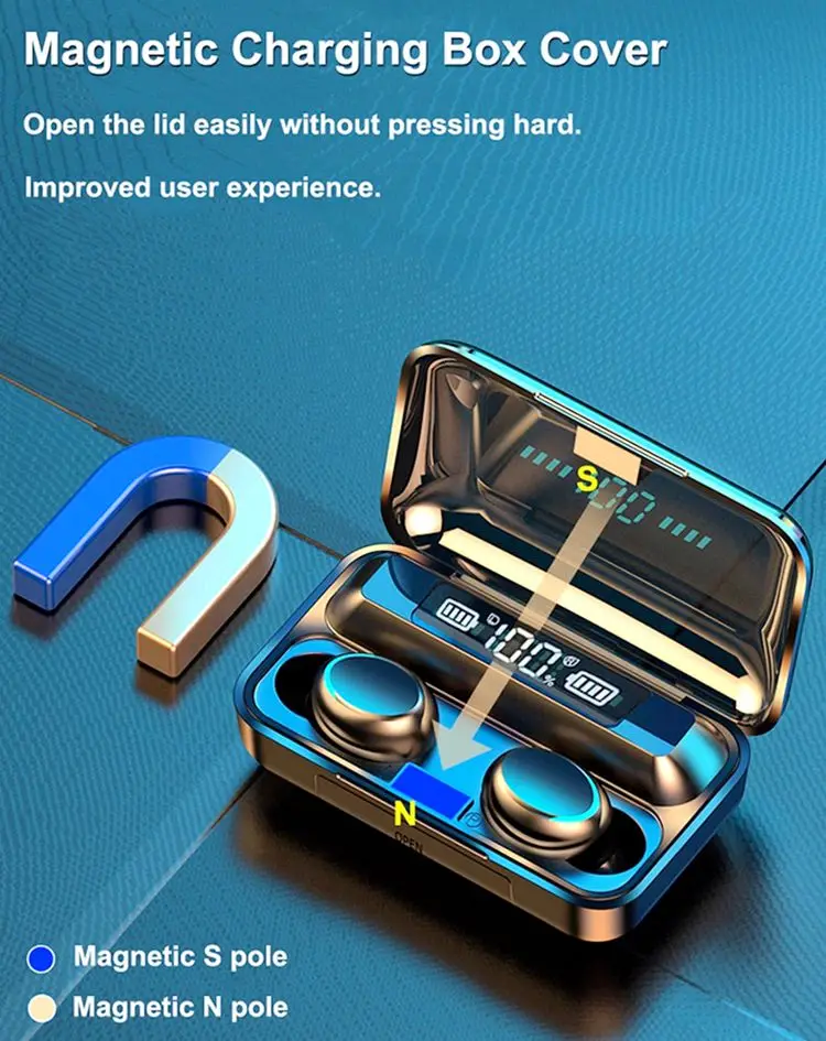 F9-5C TWS Wireless Earbuds - 9D Hifi Stereo, Waterproof