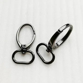 Adjustable Bag Accessories Matte Black Alloy Oval Dog Snap Hook for Pet Collar Traction Rope Clothing