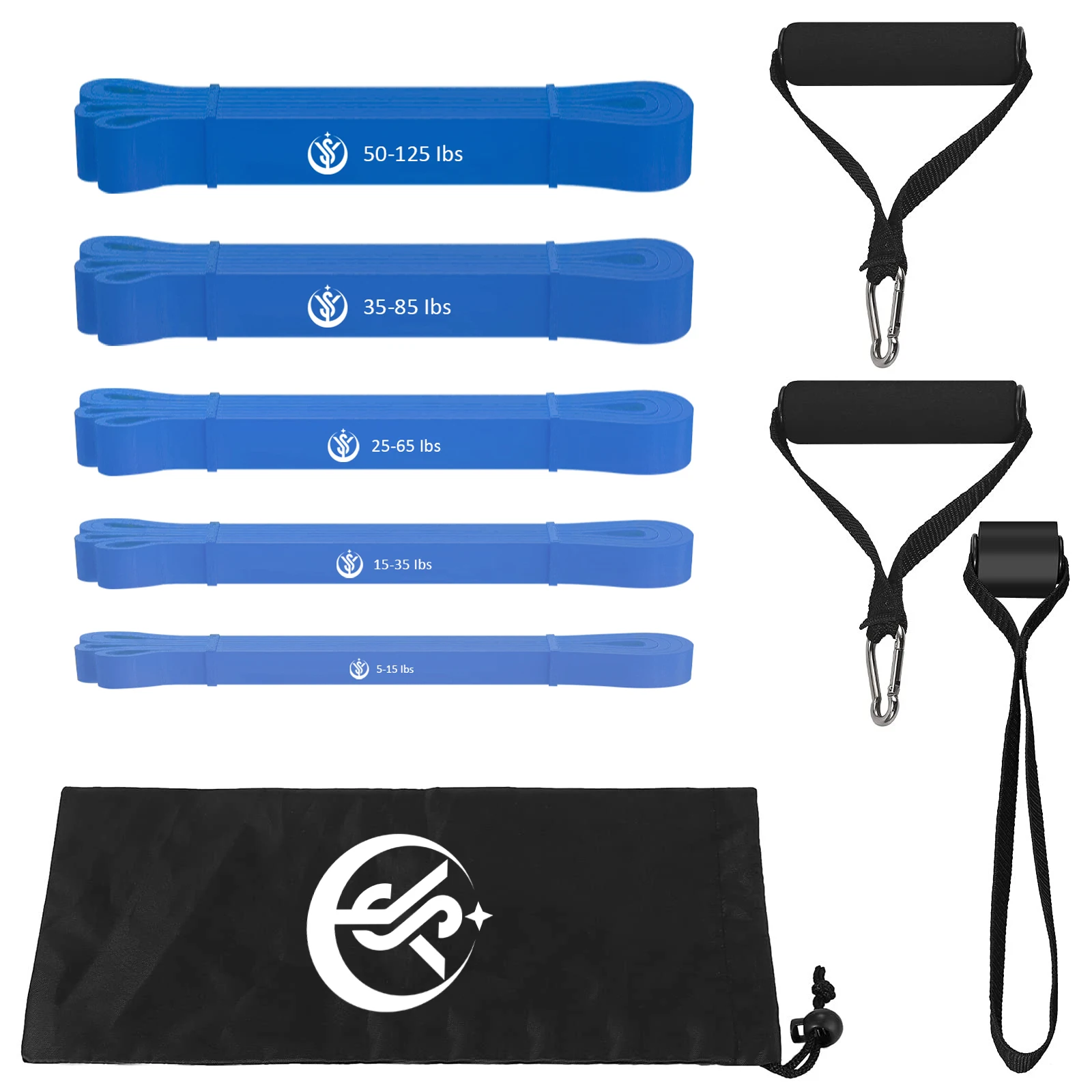 Custom Logo Long Latex Resistance Bands Set (5 Levels: 5-125 Ibs) - Pull Up Assist & Home Gym Elastic Bands for Fitness
