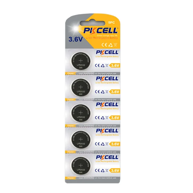 New PKCELL 3.6v lir2032 lithium button cell lir2450 lir2016 lir2025 for sale