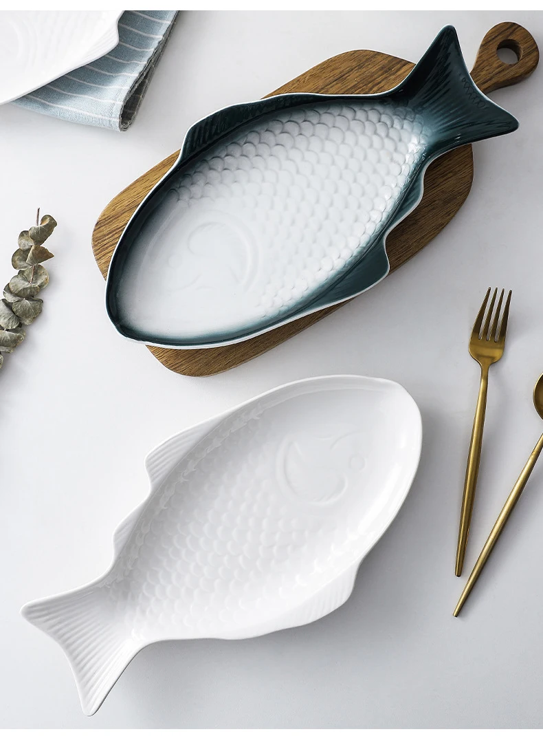 Creative Fish Shaped Plate Ceramic Serving Platter Fish Dish For