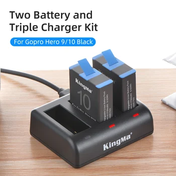 Kingma-	BM060-AHDBT-901+ Battery Kit Lithium Battery (Two Pack) and Triple Usb Charger for Gopro Hero 12 11 10 9 Camera detail image