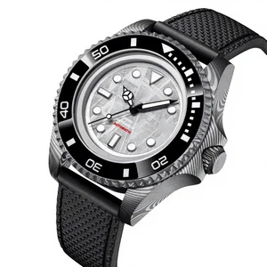 All-new Damascus Steel Sport Watch with Sellita Automatic Movement 50 Bar Water Resistant Rubber Band OEM