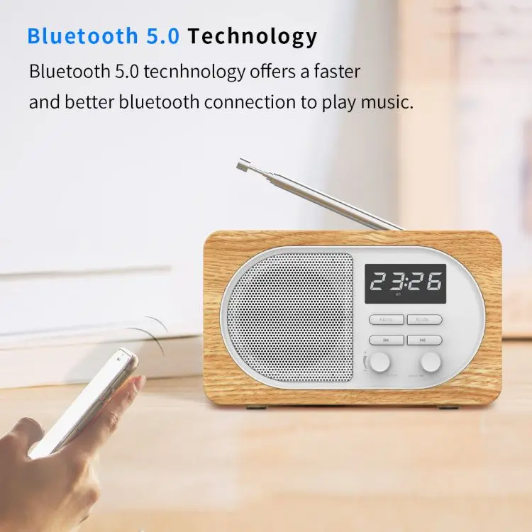 Desktop FM Alarm Clock BT 5.0 Wireless Speaker