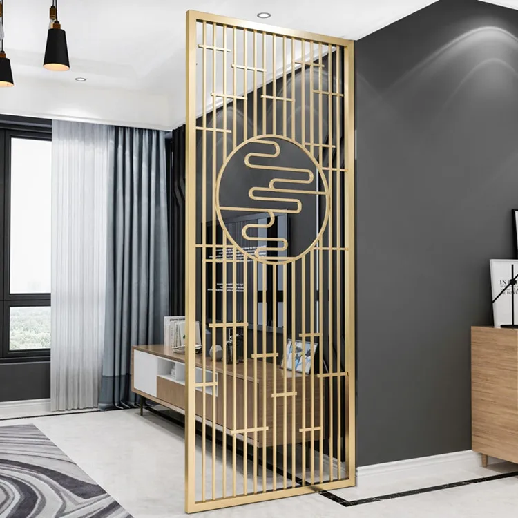 Custom Portable Folding Steel Screen Simple Style Hollow Metal Art Contemporary Movable Room Dividers for Living Custom