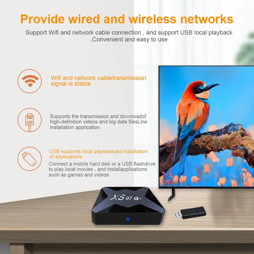 Xs97q+ Custom Logo Ultra 4K 6K Bangla TV Box with Quad Core Processor Free Custom Logo