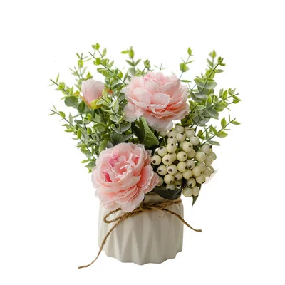 Flores Artificiales Con Jarrón De Cerámica Pequeño,Rosas De  Imitación,Plantas Falsas,Hojas De Eucalipto,Adornos De Flores - Buy Flor  Artificial Mayoristas,Flores Artificiales Macetas,Macetas Y Jardineras  Product on Alibaba.com