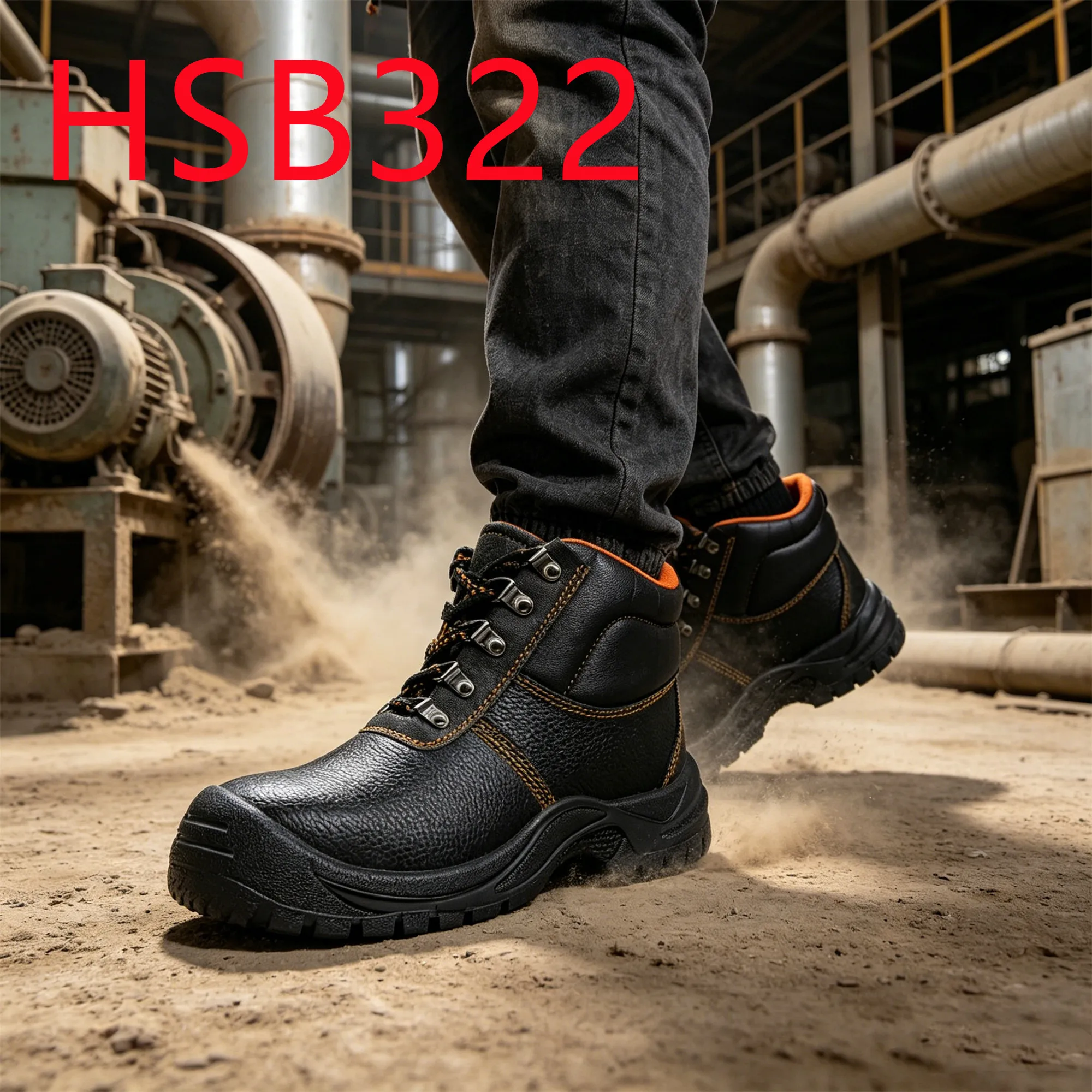 HY,Machine Shop Scratch Prevention Work with Steel Toe Boots Sorting Center Anti-Grease PU/PU Injection Sole Safety Boots HSB322