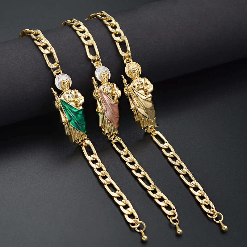 High Quality 14k Oro Laminado San Judas Bracelet Men Women Punk Unique