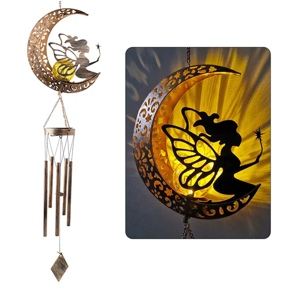 waterproof angels moon lights solar fairy sympathy wind chimes