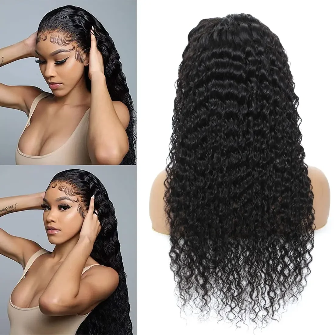 Parrucca lace front capelli veri deep wave nero naturale donna_voghion.com