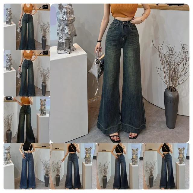 Factory Wholesale 2024 New Retro Plus High Hole Straight Pencil Pants Body High-waisted Thin Tight Womens Jeans