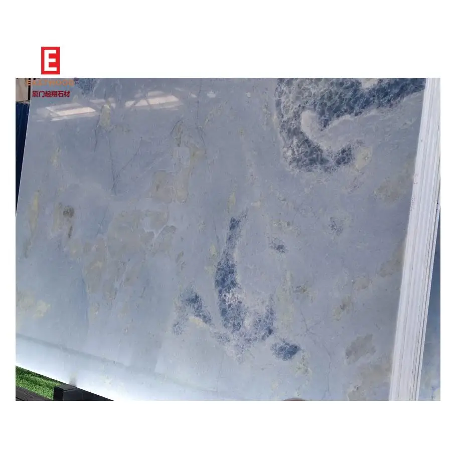 Beauty Natural Quartz Slab Sky Blue Crystal Marble Stone Tiles For